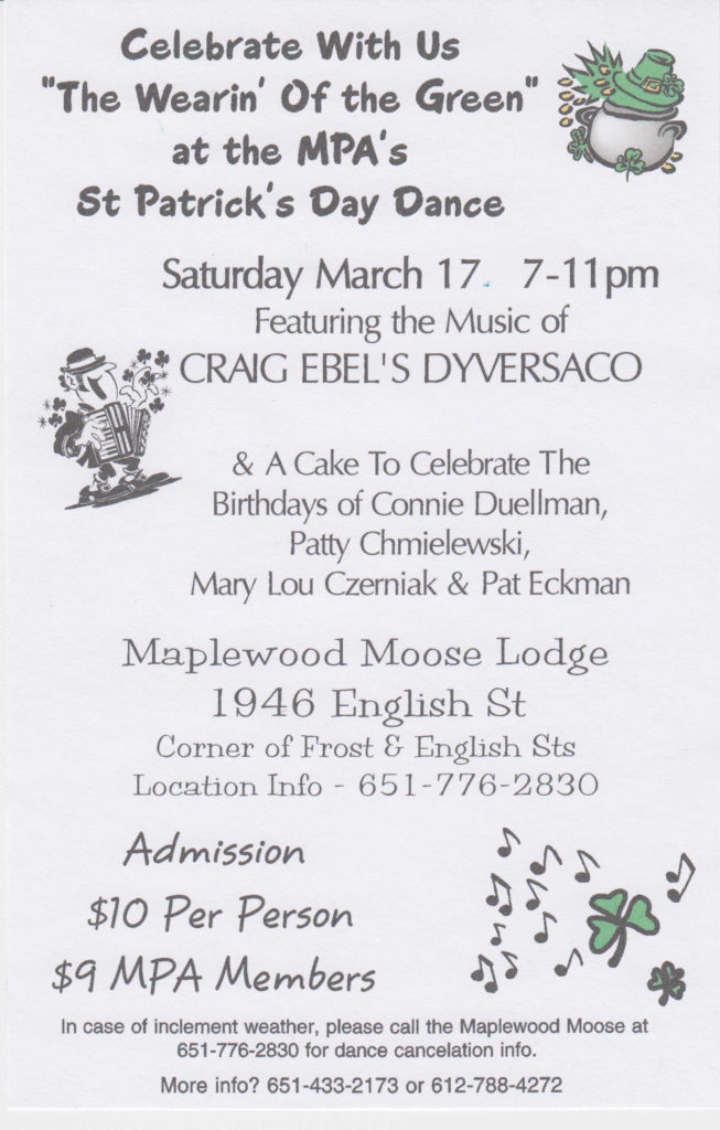St. Patricks Day Dance - Maplewood Moose Lodge - Maplewood MN